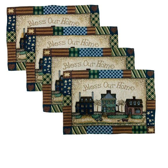 Lifestyle Placemat Table Runner Tapestry Bless House Fall Rustic Farmhouse Set 5 - Picture 6 of 10